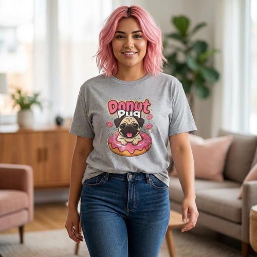 Donut Pug T-Shirt | Pug in Pink Graphic Tee