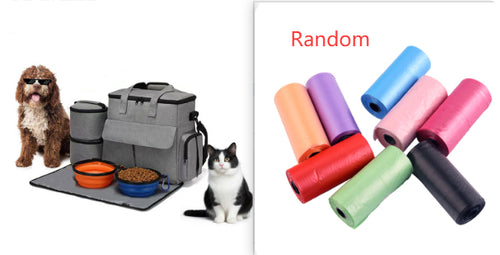 Dog Travel Bag Kit Pet Bag Out Travel Convenient Large-capacity Backpack Outdoor Travel Traveling Storage Bag Mat