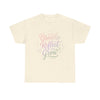 Breathe Reflect Grow T-Shirt | Pastel Script Mindfulness Tee